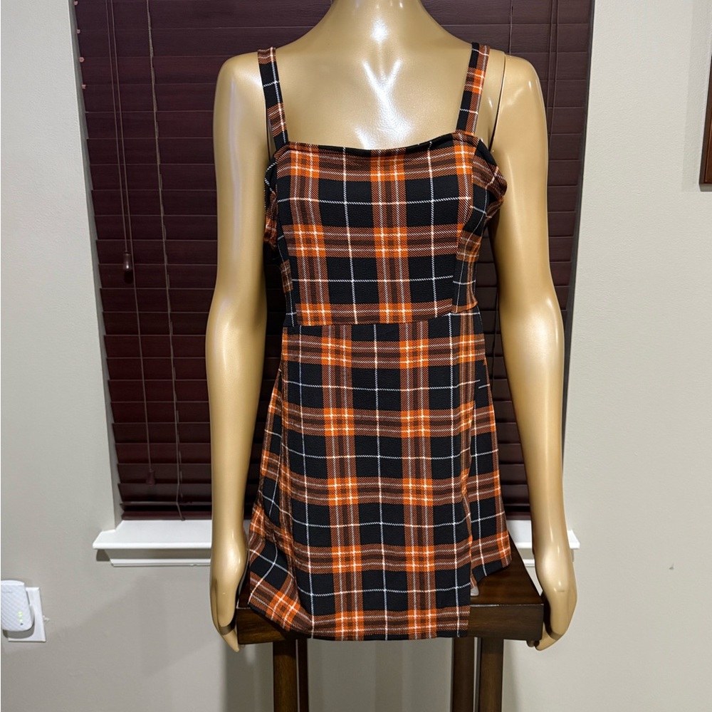 Plaid Sleeveless Halloween Romper